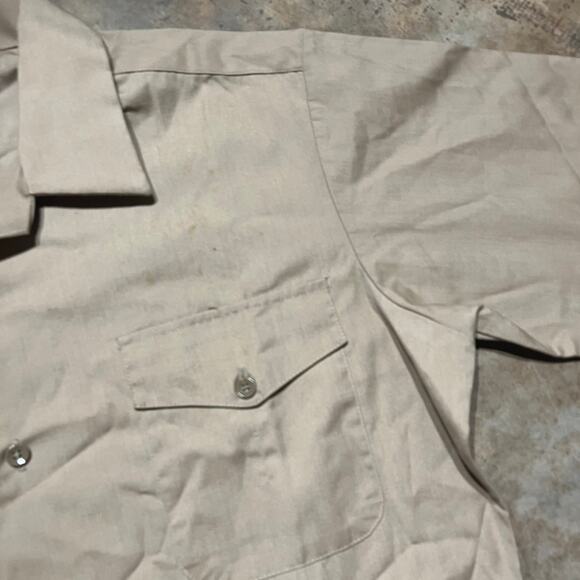 Vintage 60s Hanover Uniform Tan Work Shirt - Picture 2 of 3